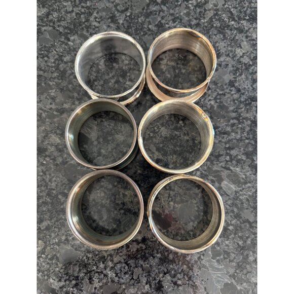 Vintage Silver Plated Napkin Rings Set Of 6 Round 1.5" Diameter Unpolished - Picture 3 of 7